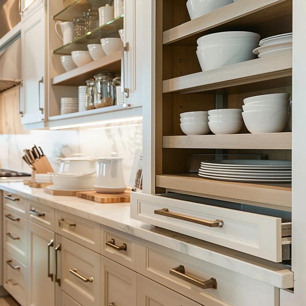Custom kitchen cabinets designed for coastal homes, showcasing tailored storage and moisture-resistant finishes